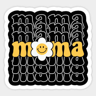 Mama Smiley Face Daisy Retro Mama Sticker